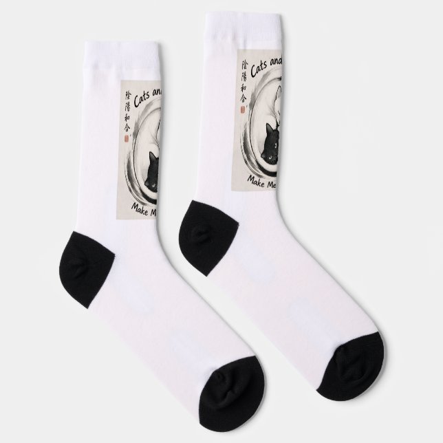 Cats and Tai Chi Make Me Happy Socks (Right)