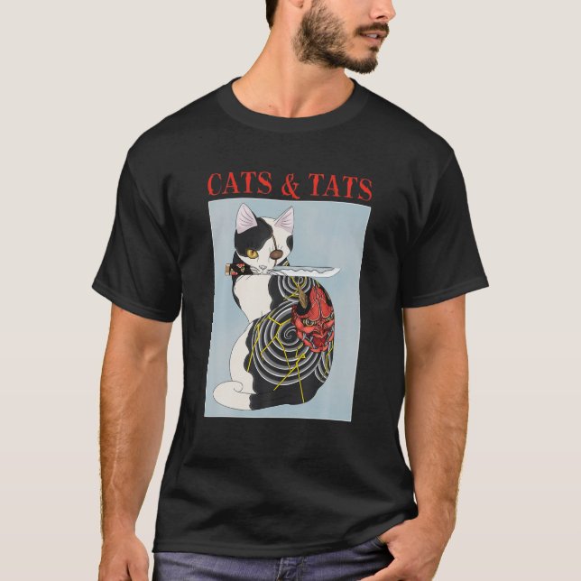 Cats And Tats  Cat Tattoo Lover  Cats T-Shirt (Front)