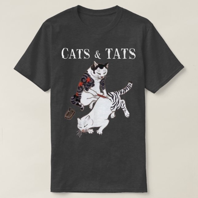 Cats and Tats t-shirt cat tattoo lover tee shirt C (Design Front)