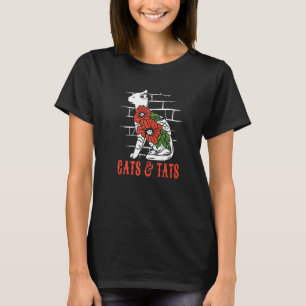 Cats and Tats Tattoo Cat Inked Roses Cat T-Shirt
