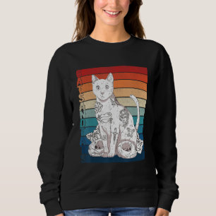 Cats And Tats Vintage Tattoo Artist Inked Cat Kitt Sweatshirt
