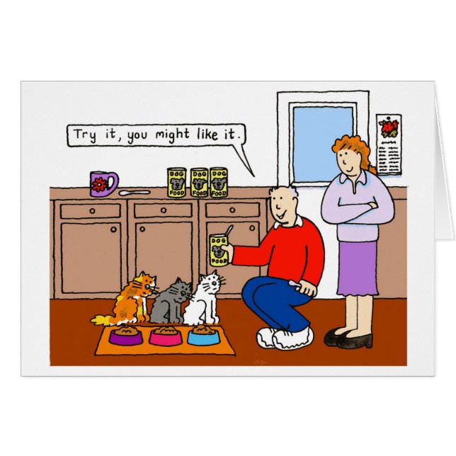 Cats and their Food Humour Cartoon (Front Horizontal)