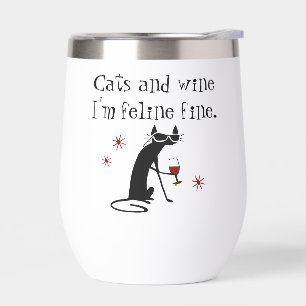 Cats and Wine Feline Fine Wine Pun with Cat