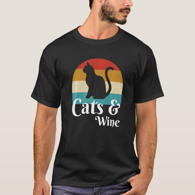 Cats And Wine Wine T-Shirt (Front)