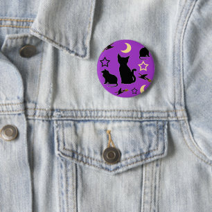 Cats and Witch Hats Button