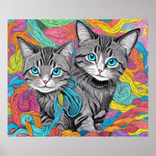 Cats and Wool Poster
