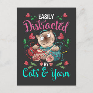 Cats and Yarn Addicted Funny Crochet Woman Postcard