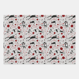 Cats and Yarn Wrapping Paper Sheets