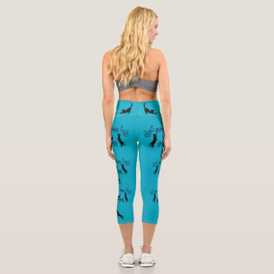 Cats Are Like Music: Music Staffs And Guitars Teal Capri Leggings