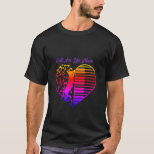 Cats Are Like Music: Music Staffs And Guitars Teal T-Shirt