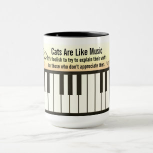 Cats Are Like Music - Piano Keyboard Staff & Cats Mug