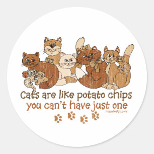 Cats are like potato chips classic round sticker