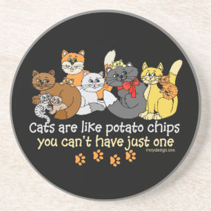 Cats are like potato chips coaster