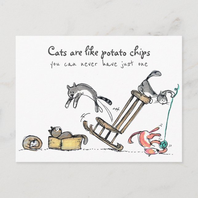 Cats are like potato chips / Funny Cat Postcard (Front)
