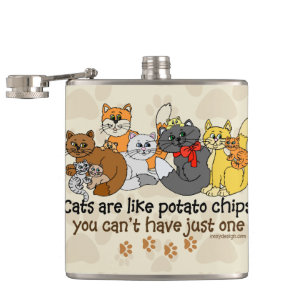 Cats are like potato chips hip flask