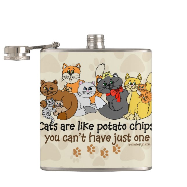 Cats are like potato chips hip flask (Opened)