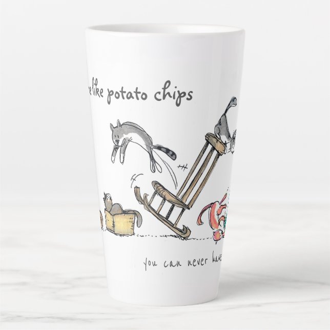 Cats are like potato chips /Personalised Funny Cat Latte Mug (Front)