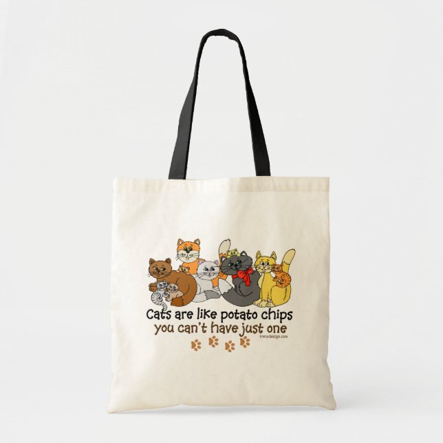 Cats are like potato chips tote bag (Front)