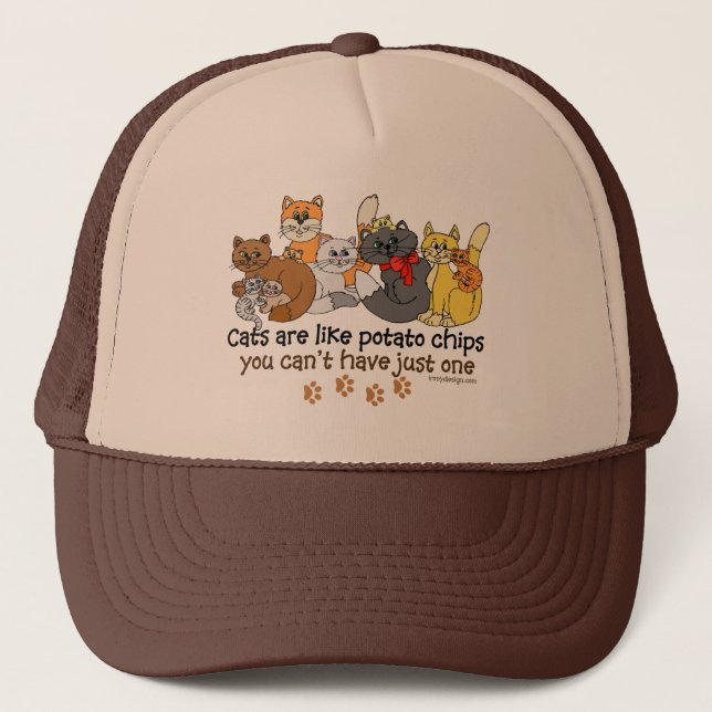 Cats are like potato chips trucker hat (Front)