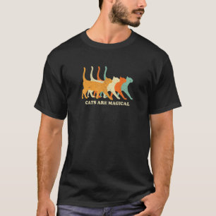 Cats Are Magical Halloween Feline Design Retro Vin T-Shirt