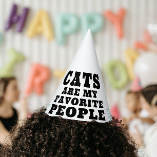 Cats Are My Favourite Funny Quote Turquoise Stenci Party Hat