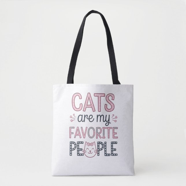 "Cats Are My Favourite People" Funny Cat Mum Tote Bag (Front)