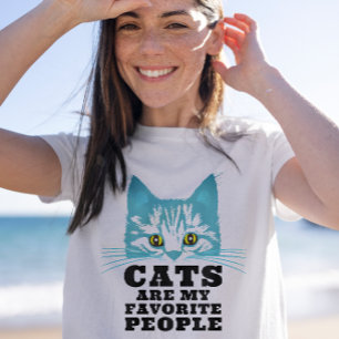 Cats Are My Favourite People Modern Blue Grumpy  T-Shirt