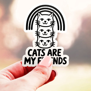 Cats Are My Friends Cute Cat Rainbow Vinyl