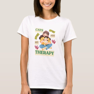 Cats Are My Therapy – Cute Cat Lover Design T-Shirt