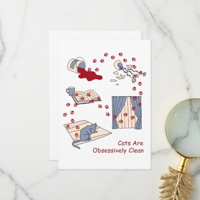 Cats Are Obsessively Clean Thank You Card (Front/Back In Situ)