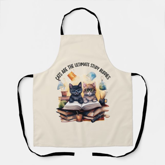 Cats Are The Ultimate Study Buddies Apron (Front)