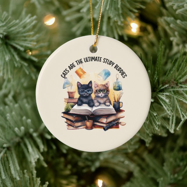 Cats Are The Ultimate Study Buddies Ceramic Tree Decoration (Tree)