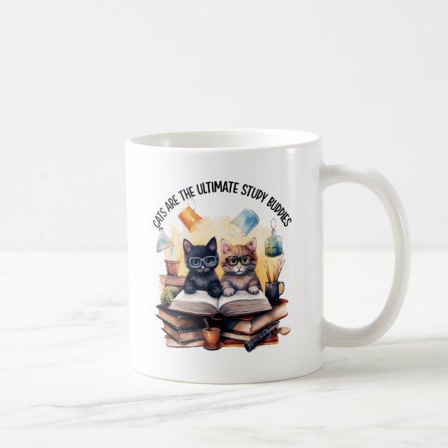 Cats Are The Ultimate Study Buddies Coffee Mug (Right)