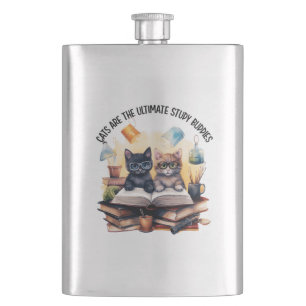 Cats Are The Ultimate Study Buddies Hip Flask