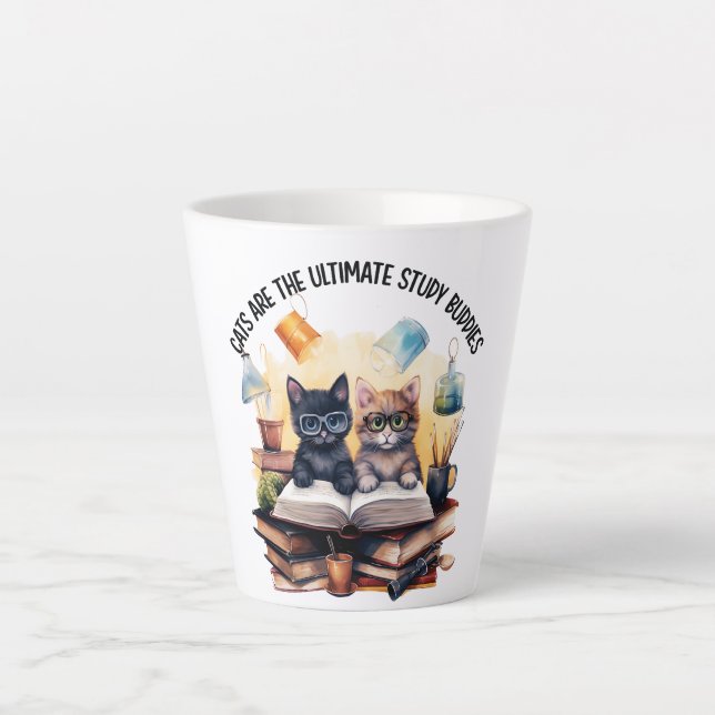Cats Are The Ultimate Study Buddies Latte Mug (Front)