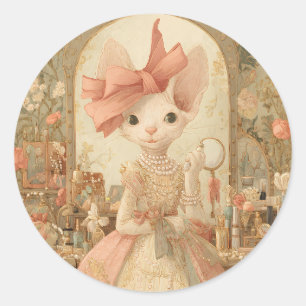 Cats – Art Portrait of Victorian Cat - MIss Olive Classic Round Sticker