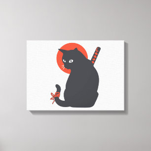 Cats as Warrior Samurai - Choose background color Canvas Print