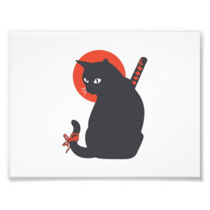 Cats as Warrior Samurai - Choose background color Photo Print