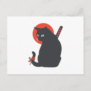 Cats as Warrior Samurai - Choose background colour Postcard