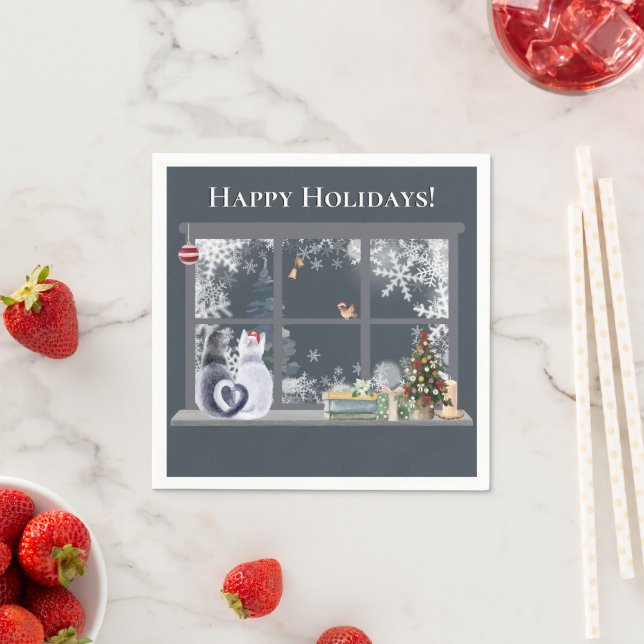 Cats at Christmas Window  Napkin (Insitu)