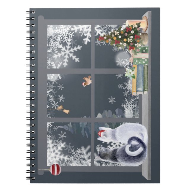 Cats at Christmas Window  Notebook (Front)