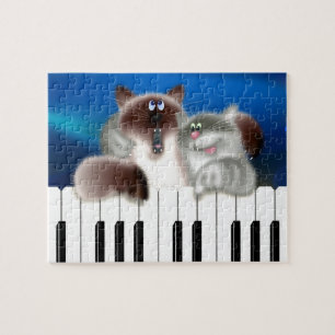 Cats at Piano Jigsaw Puzzle