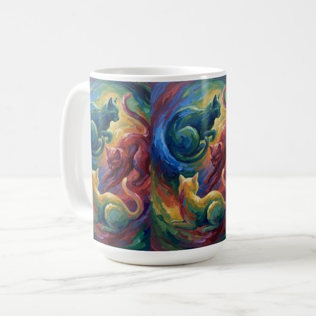 Cats at Play - An Abstract Coffee Mug (Front Left)