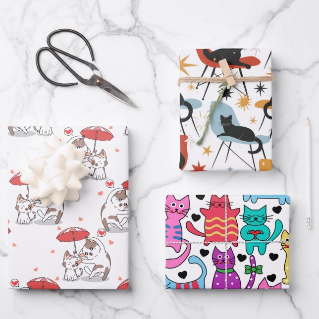 Cats At Play Wrapping Paper Sheet (Front)
