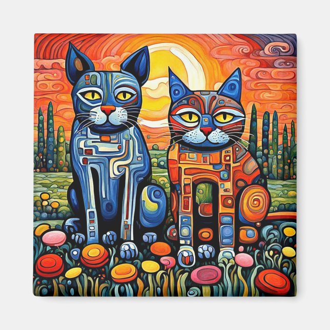 Cats at sunset 1 magnet (Front)