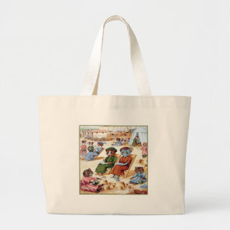 Cats at the Beach by Louis Wain Large Tote Bag