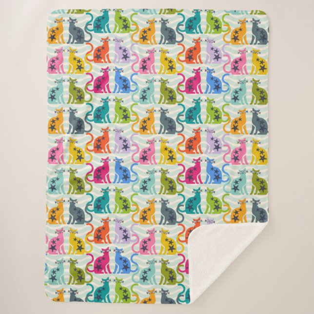 Cats at the beach  sherpa blanket (Front)