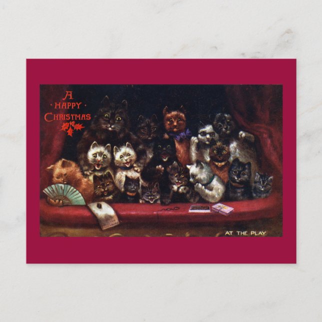 Cats at the Theatre for Christmas Holiday Postcard (Front)