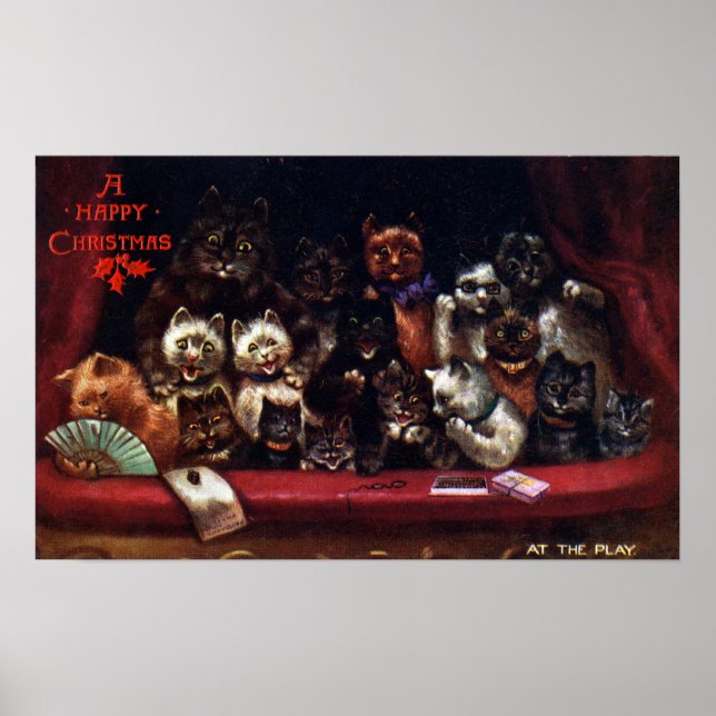 Cats at the Theatre for Christmas Louis Wain Poster (Front)