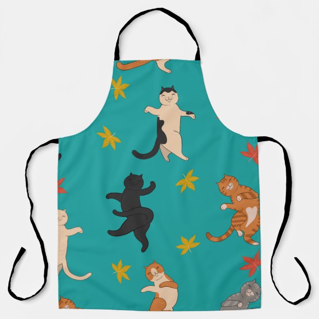Cats, autumn foliage, cute pattern apron (Front)